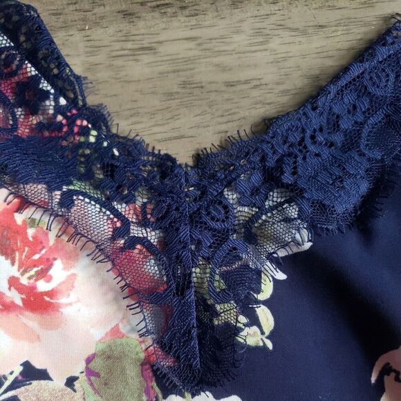 Soprano Nightgown Women's  Small Blue Floral Lace Lined  NWT - Picture 5 of 11